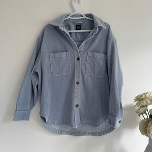 GAP Corduroy Shacket Oversized Button Up Shacket Shirt Jacket Light Blue